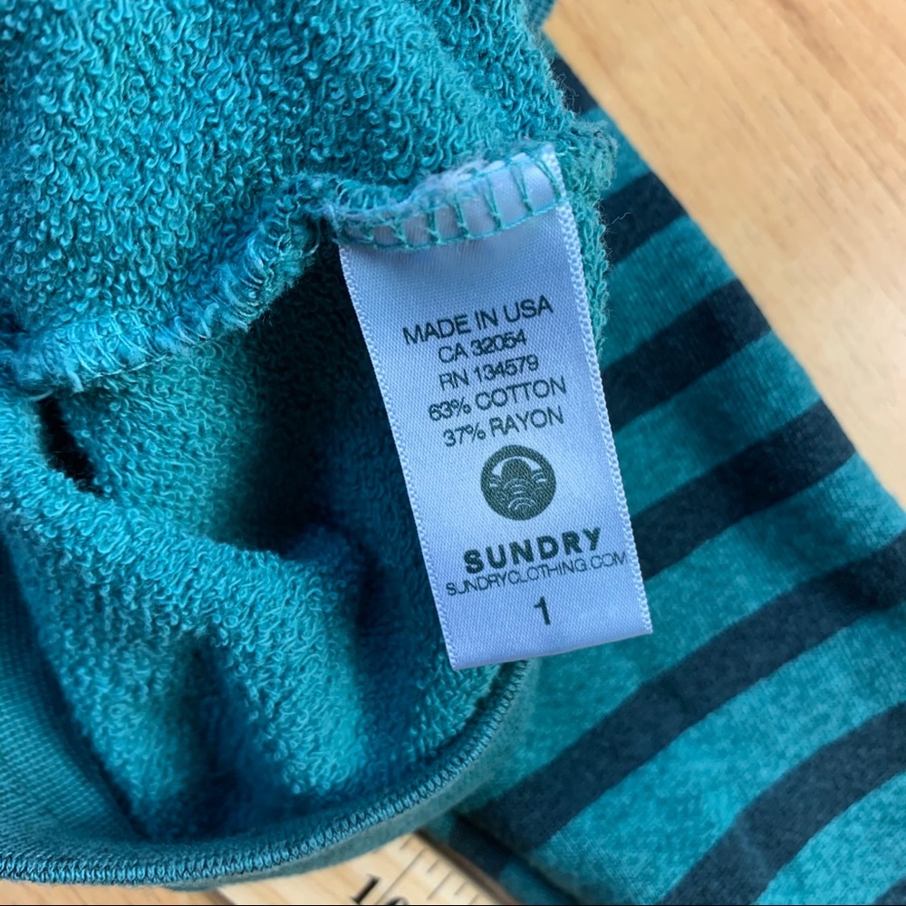 •SUNDRY• Anthro Teal Forever Split Back Sweatshirt - Picture 7 of 9